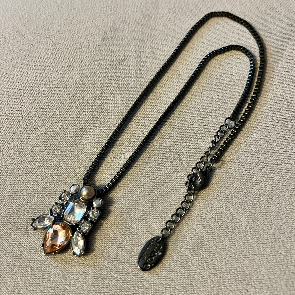 Nicole Miller Black and Crystal Necklace